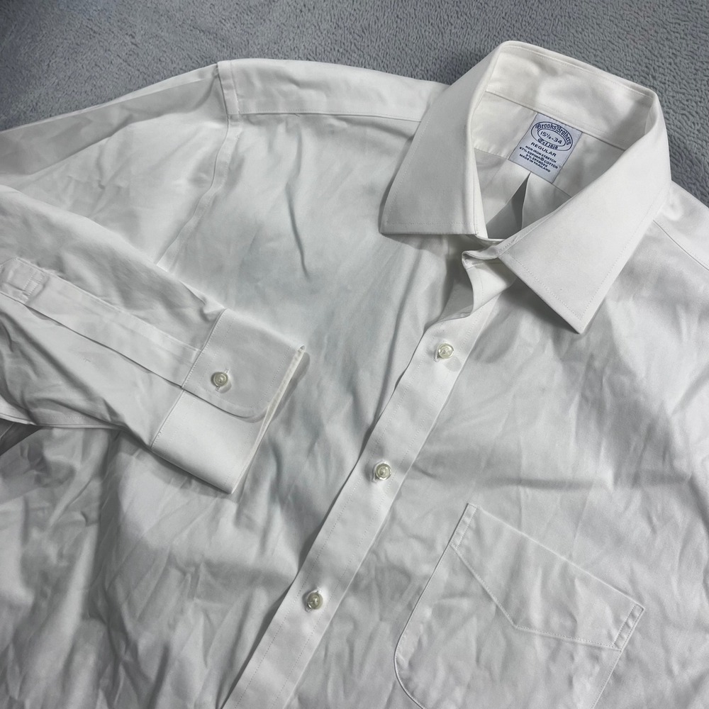 Brooks Brothers White Non-Iron Stretch Supima Cotton Dress Shirt Regular 15.5-34